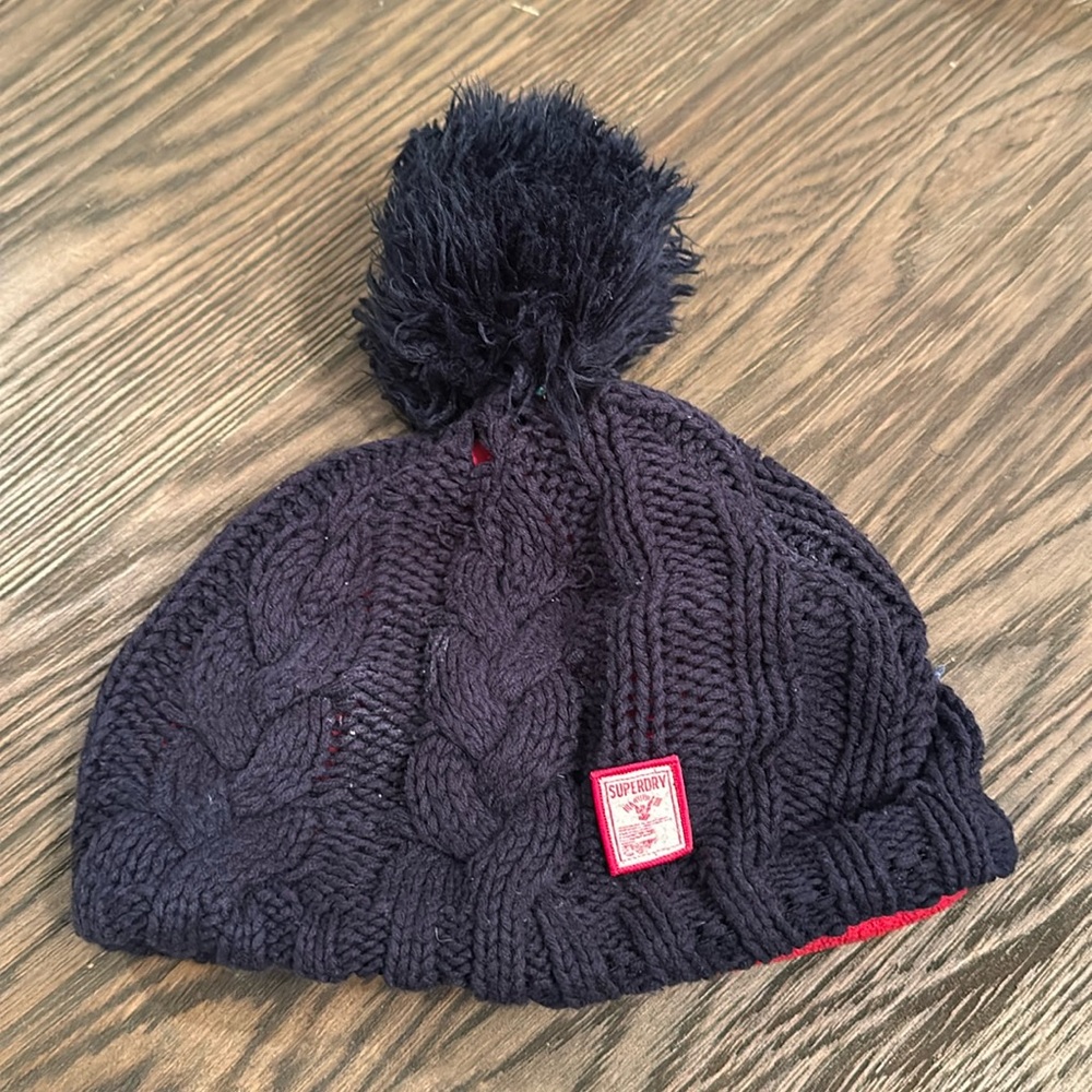Super dry navy hat with Pom Pom small